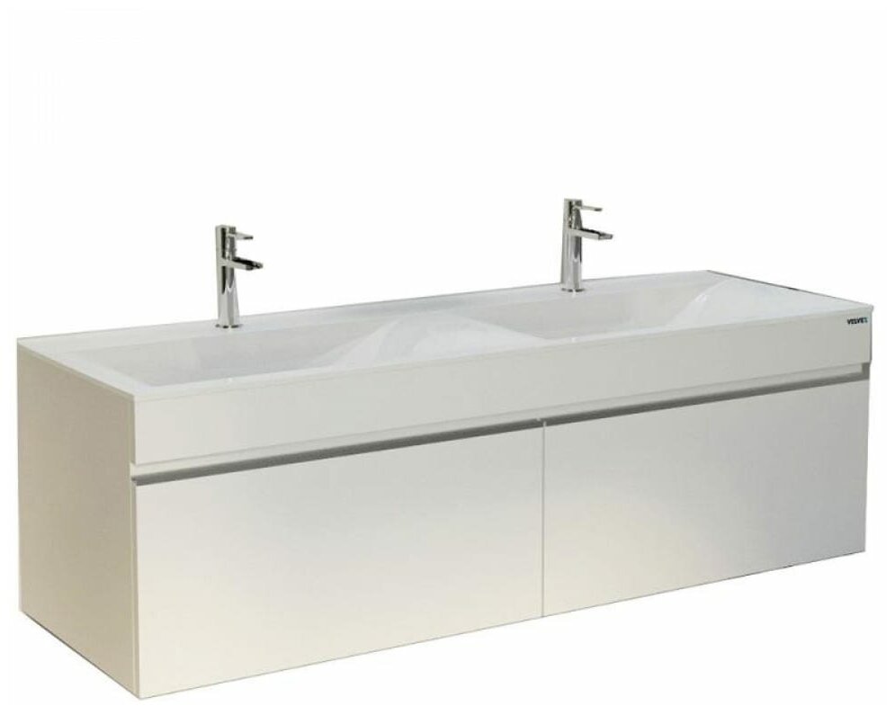 Тумба подвесная с раковиной VELVEX Pulsus 140 Белый/Белый
