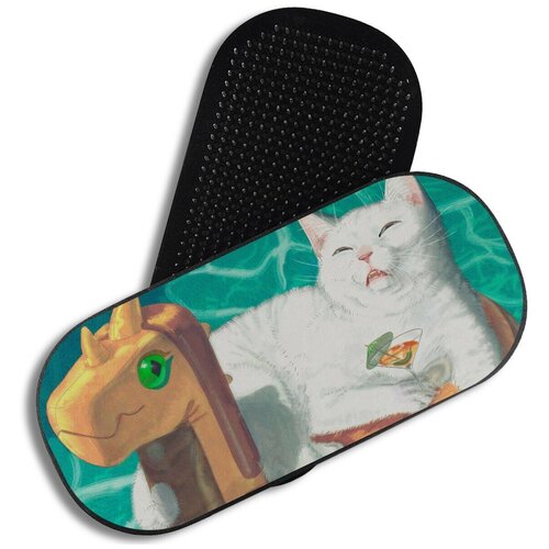 фото Доска садху для йоги с гвоздями, уф печать, овал животные котик милота - 3781 woodart