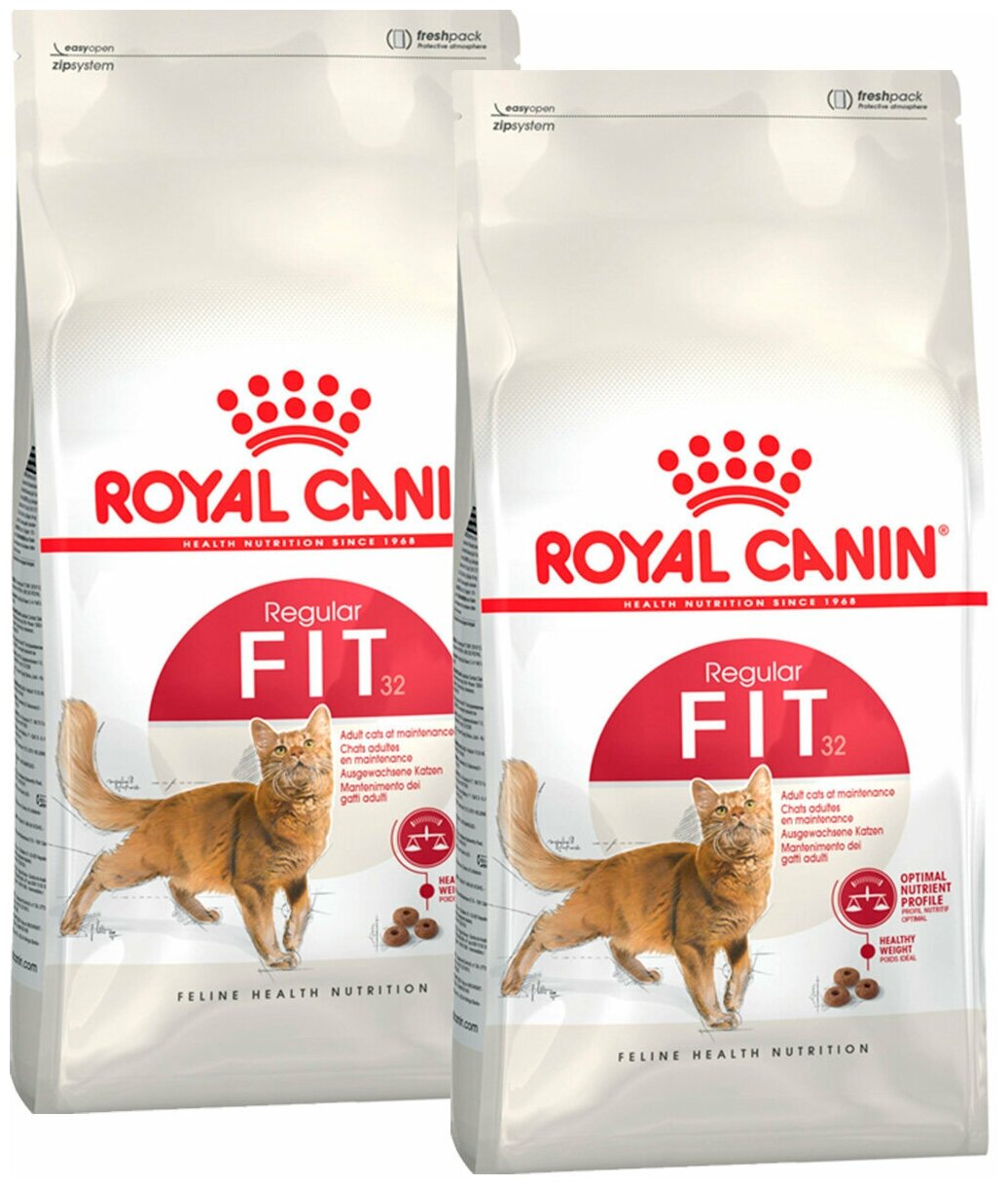 ROYAL CANIN FIT 32 для активных взрослых кошек (2 + 2 кг)