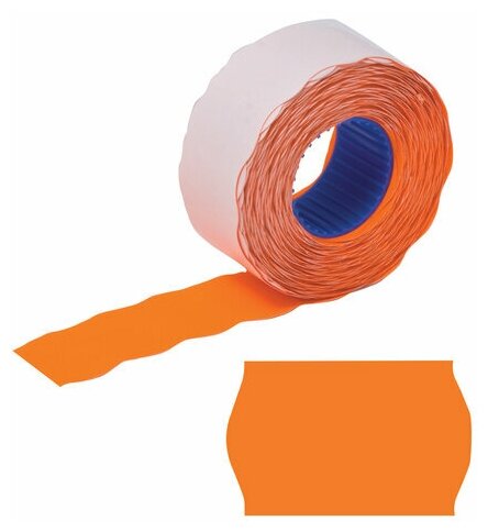 Этикет-лента 26*16мм волна, оранжевая, комплект 5 рулонов по 800 шт, BRAUBERG, 123582