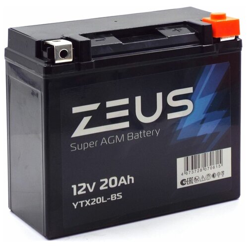 Аккумулятор ZEUS SUPER AGM 20 Ач о.п. (YTX20L-BS)