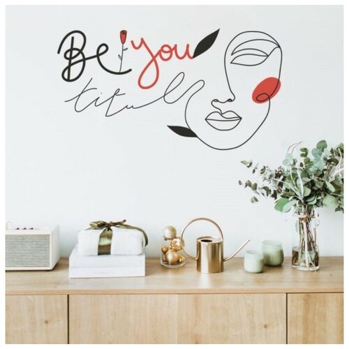 Наклейка пластик интерьерная цветная Абстракция Портрет девушки 25х45 см 604₽