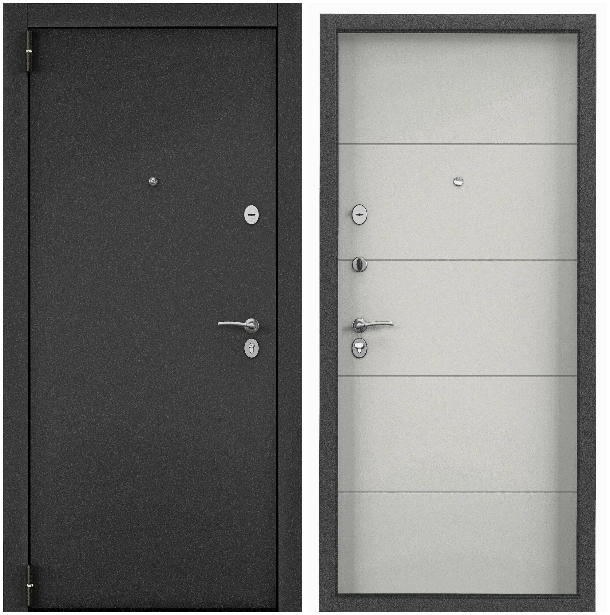Дверь входная для квартиры Torex Terminal-D 950х2050, левый, тепло-шумоизоляция антикорозийная защита, 2 замка 3-го класса защиты, черный/серый