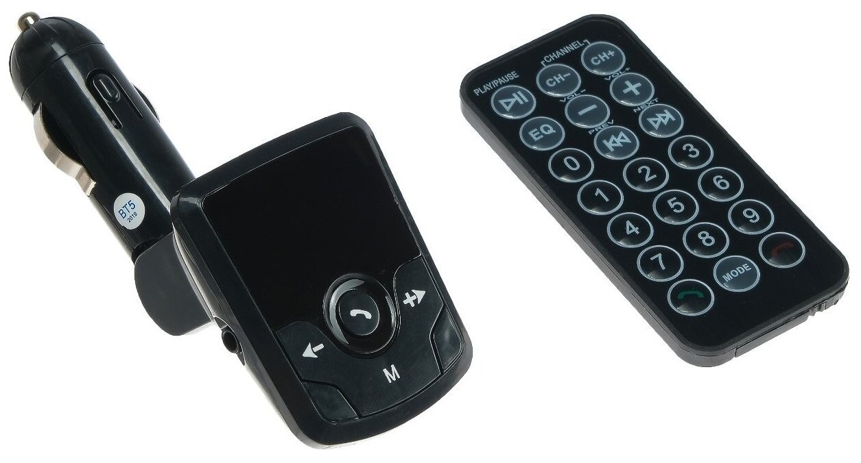 FM - трансмиттер, 12 В, USB/Mp3/WMA/AUX/MicroSD/Bluetooth, черный