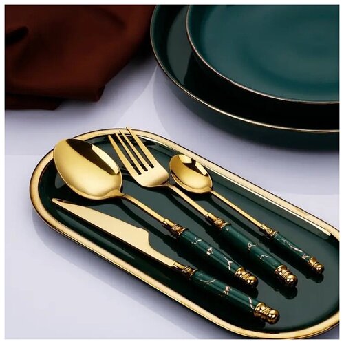 Набор столовых приборов Classic-9 Gold Green