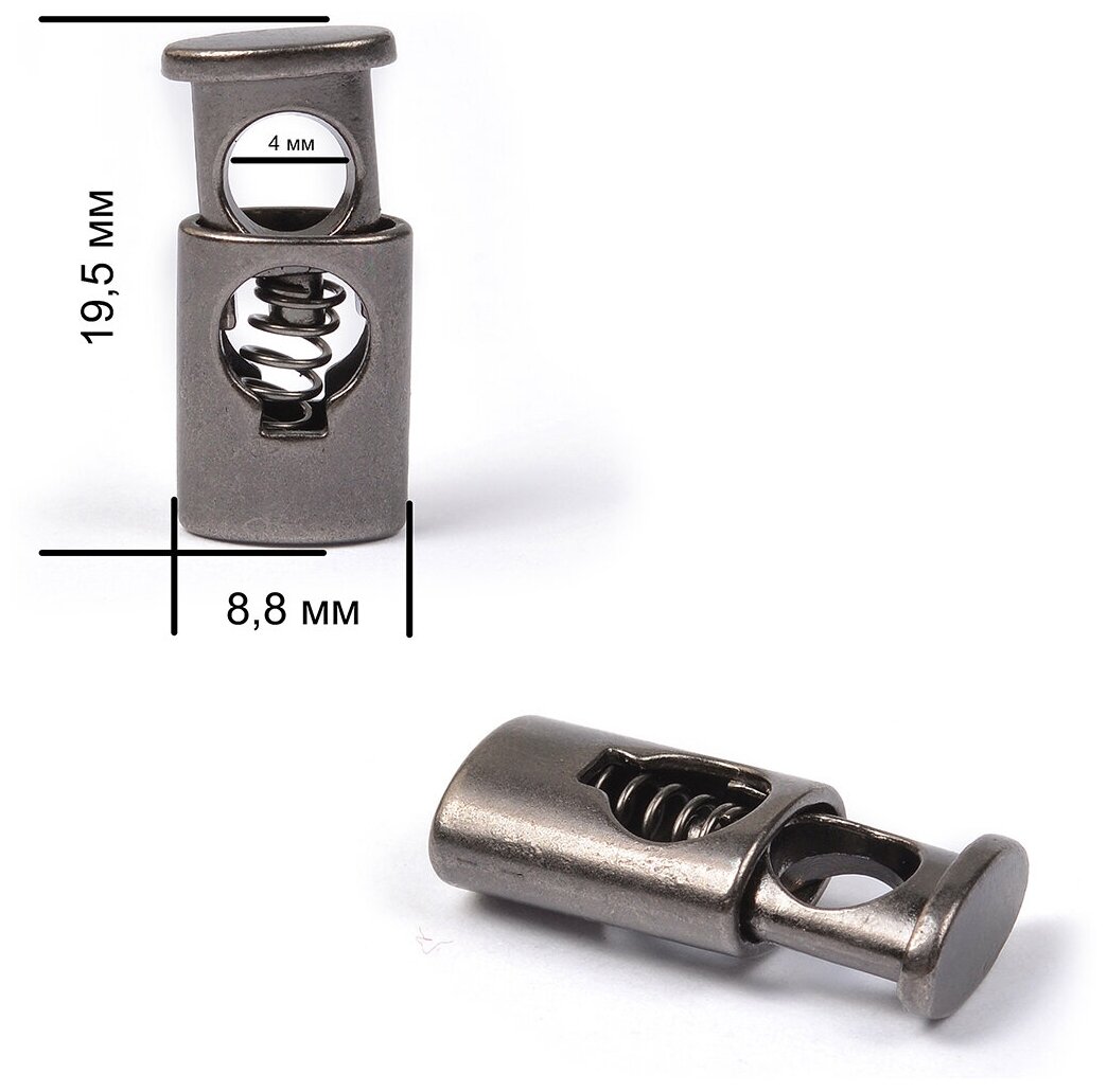 Фиксатор для шнура металл TBY OR.0305-5338 (19,5х8,86мм, отв.4мм) цв. мат. черный никель уп. 100шт