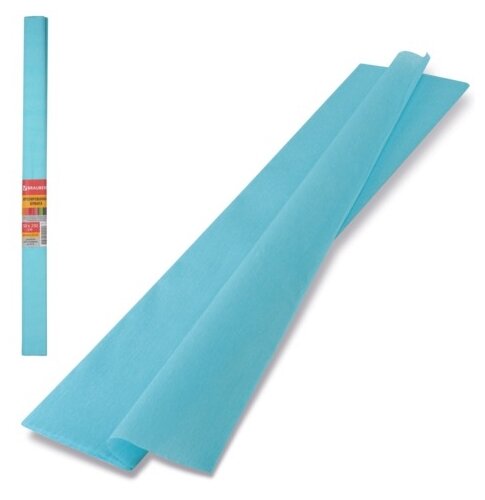 Цветная бумага Brauberg крепированная плотная, растяжение до 45%, 32 г/м, рулон, голубая, 50х250 см (126534)