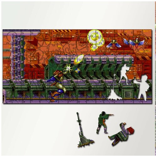 Пазл из дерева с фигурками, 230 деталей, размер 46х23 см Alien Soldier - 5697