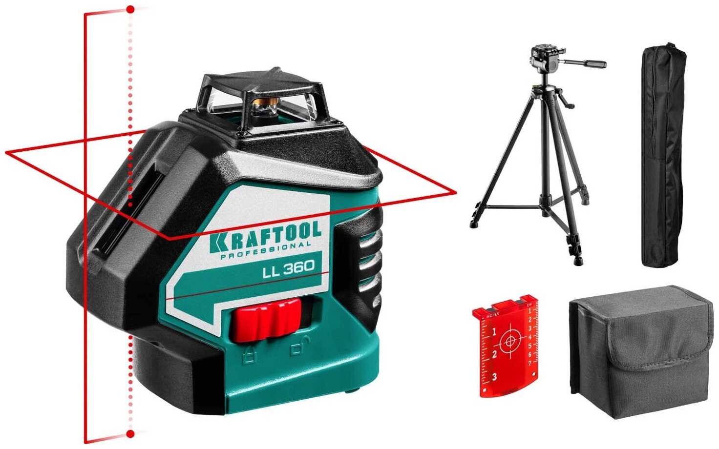 KRAFTOOL LL360 #3 нивелир лазерный, 2х360° , 20м/70м, IP54, точн. +/-0,2 мм/м, штатив, в коробке