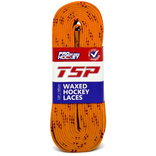 Шнурки TSP Hockey Laces Waxed 180 см, оранжевые с пропиткой