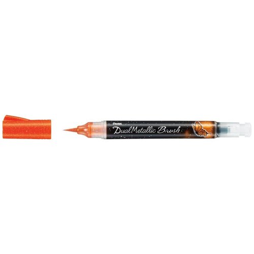 Pentel Маркер-кисть с подкачкой чернил Dual Metallic Brush, orange/metallic yellow принадлежности для рисования pentel маркер кисть с подкачкой чернил