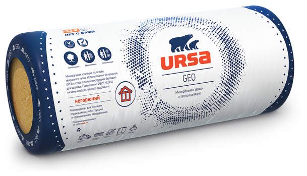 Стекловата URSA Geo М-11Ф 12500x1200х50мм