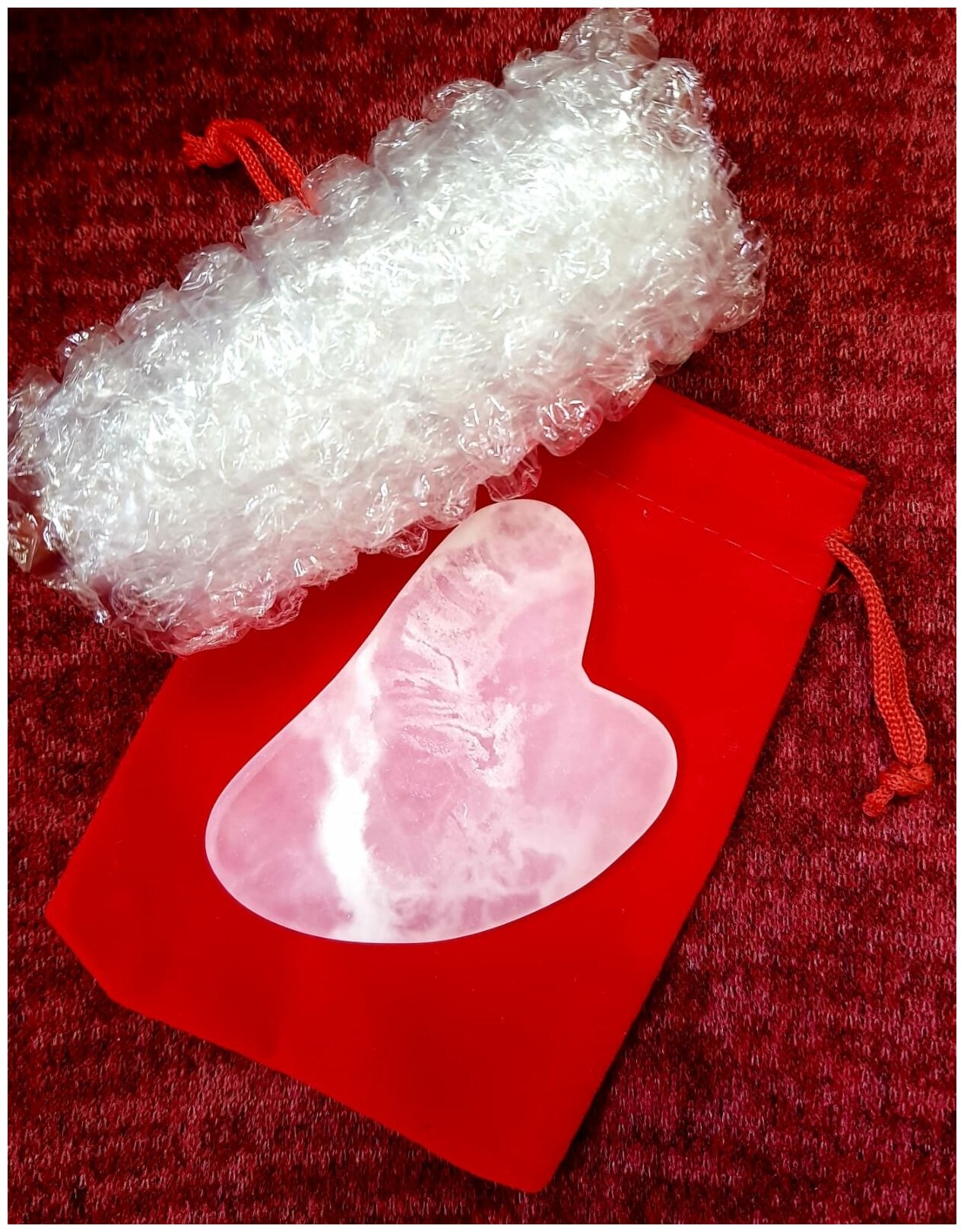Скребок Гуаша из розового кварца Сердце, высший сорт (628-195) - фотография № 9