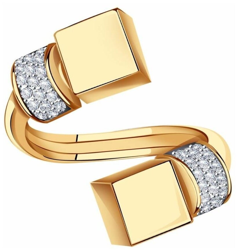 Перстень Diamant online, красное золото, 585 проба, фианит