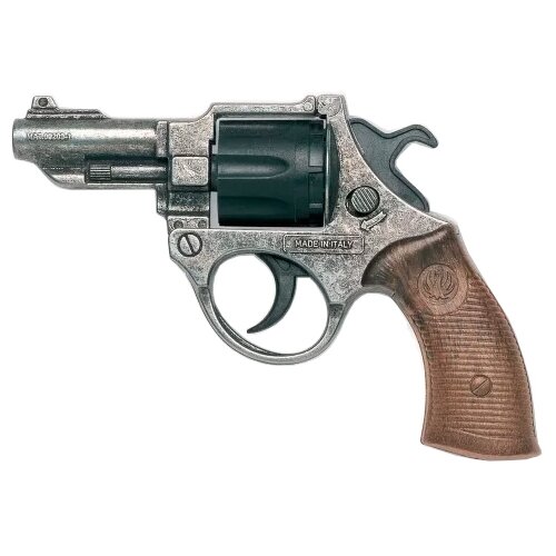 Игрушка Револьвер Edison Giocattoli Police Deluxe FBI Federal Antik (206/96), 12.5 см, серебристый/коричневый