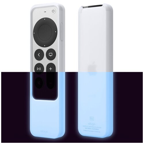 Чехол Elago R2 Slim для пульта Apple TV 2021, цвет Белый с синим свечением в темноте (ER2-21-LUBL) protective case soft silicone anti fall remote control sleeve cover protector for apple tv 4k 2021