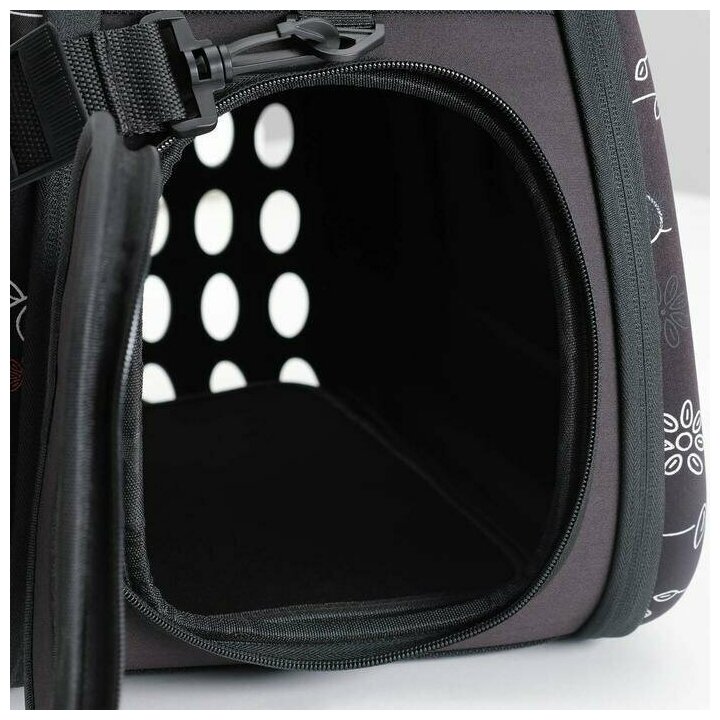Складная сумка-переноска с отдельным входом, материал EVA, 43,5 х 28 х 33 см, черная - фотография № 17
