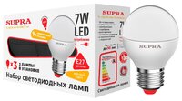 Упаковка светодиодных ламп 3 шт SUPRA E27, G45, 7 Вт, 3000 К
