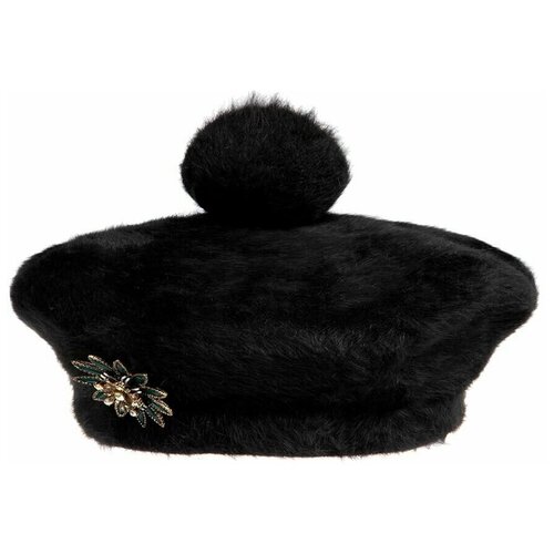Берет SEEBERGER арт. 18427-1 ANGORA POMPOM BERET (черный), размер ONE