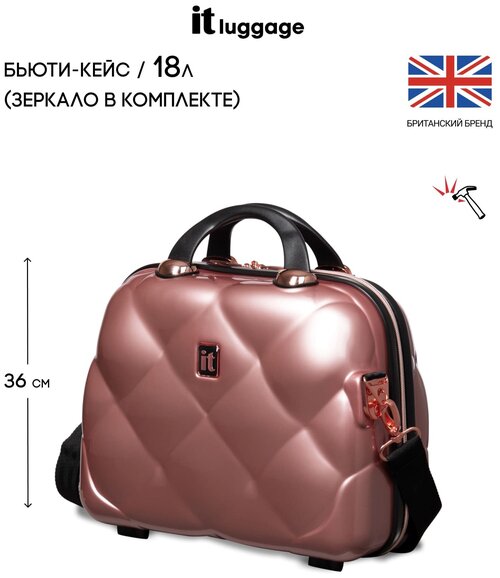 Бьюти-кейс IT Luggage, 30.5х36х16.5 см, розовый