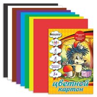 Цветной картон Ежик Kids Series BRAUBERG, A4, 8 л., 8 цв.