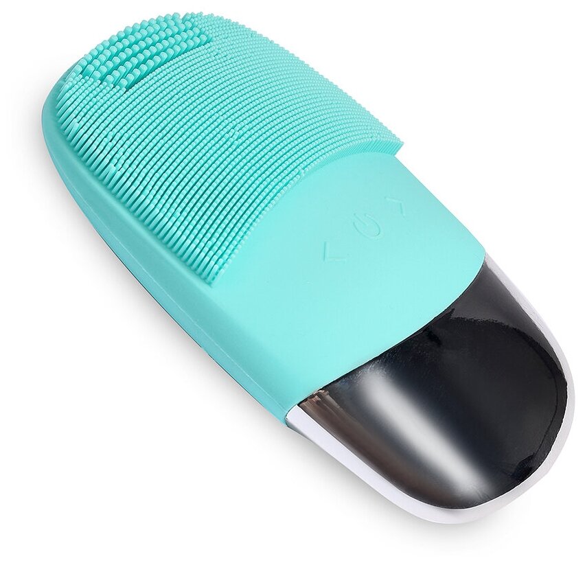 Электрическая ультразвуковая силиконовая щетка-массажер для очищения лица Sonic Face Cleansing Brush ультратонкая, бирюзовая - фотография № 7
