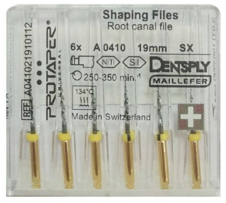 Протейперы Универсал машин-формир (6шт) ProTaper Дентсплай Майлифер (Dentsply Maillefer)в наборе (19 мм SX (6 шт/уп) Оранжевые)