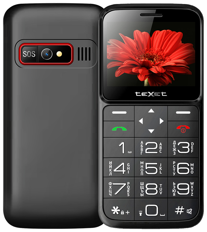 Сотовый телефон Texet TM-B226 BlackRed (2sim/2.31"/240*320/-/microSD/0.1Мп/Bt/1250мАч/фонарик/моноблок)