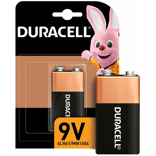 Батарейка крона алкалиновая Duracell, тип 6LR61, 9В батарейка duracell basic 6lr61 крона alkaline 1 шт в блистере 9 в