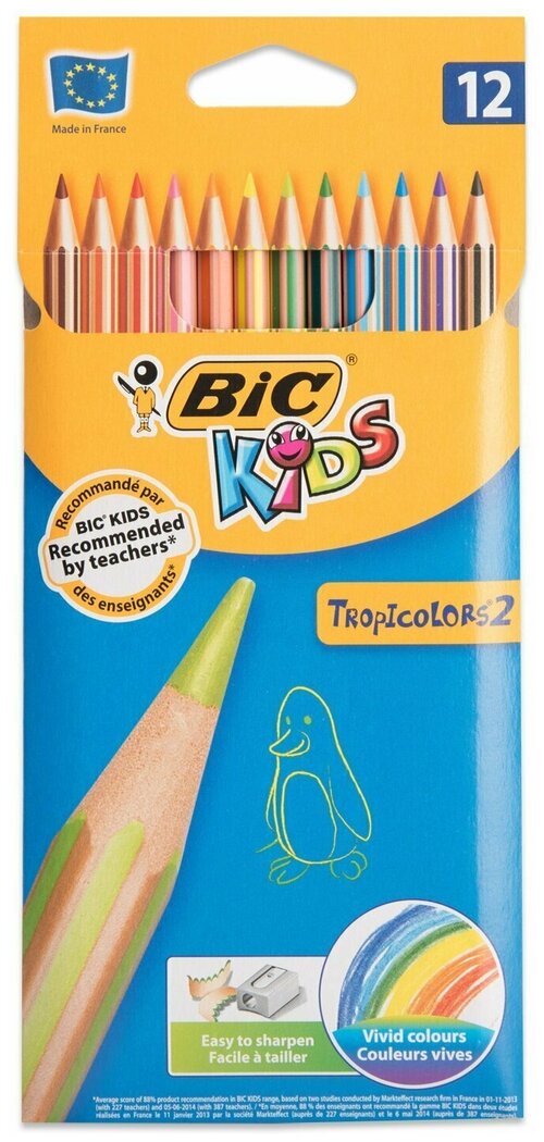 Bic Карандаши цветные Kids Tropicolors, 12 шт в уп.