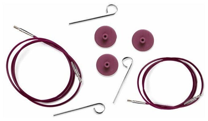 10504 Knit Pro Тросик (заглушки 2шт, ключик) для съемных спиц, длина 94 (готовая длина спиц 120см), фиолетовый