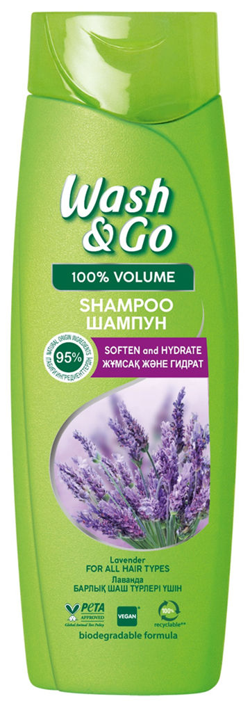Wash & Go шампунь с экстрактом лаванды для всех типов волос, 360 мл