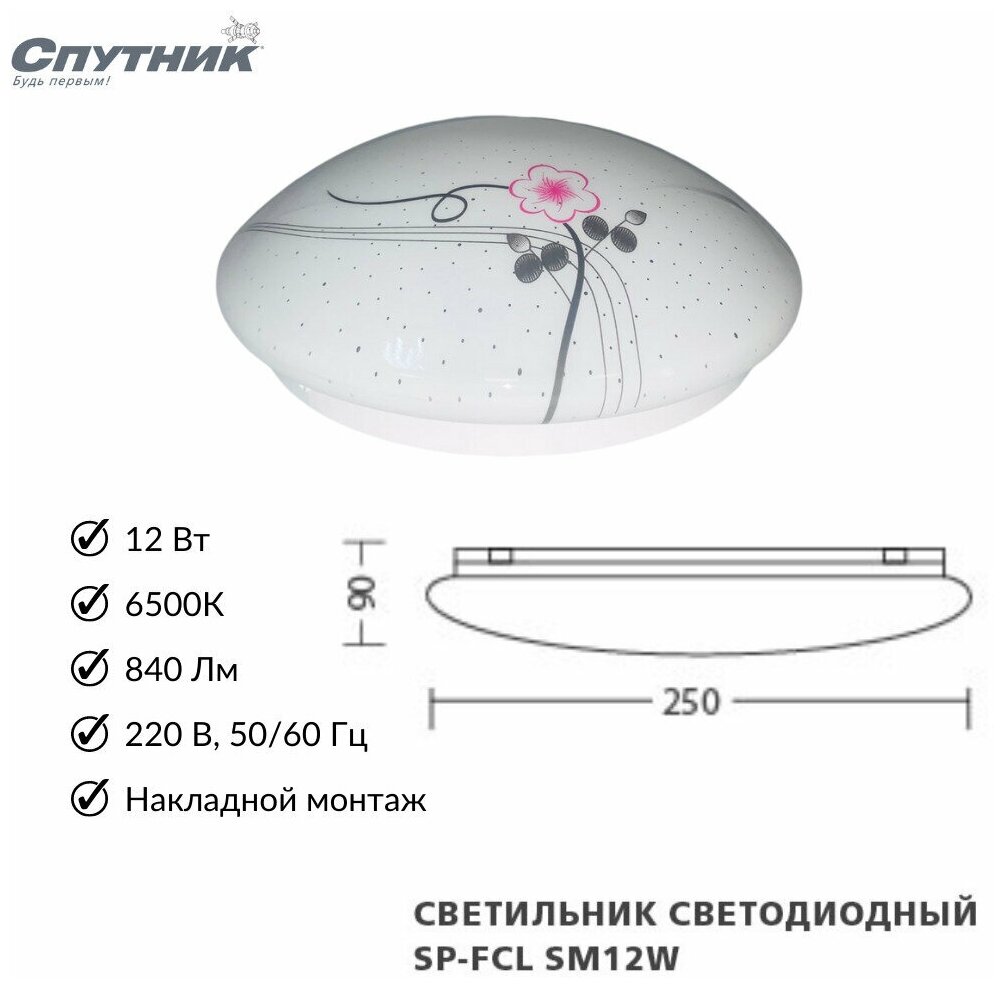 Настенно-потолочный светильник Спутник SP-FCL SM 12Вт - фотография № 4