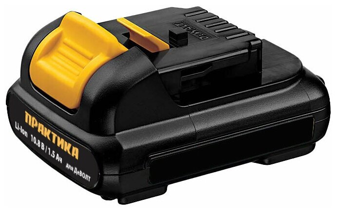 Аккумулятор ПРАКТИКА для DeWALT Li-Ion 10.8В, 1.5Ач, слайдер (1шт.) коробка