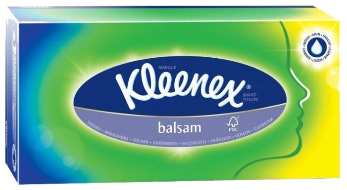 Салфетки Kleenex Balsam в картонной коробке 20 х 20 см
