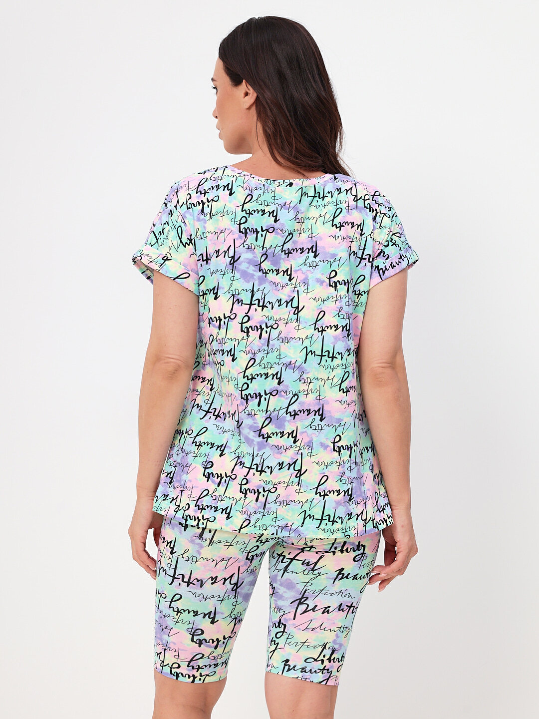 Комплект женский футболка, бриджи (цвет акварель) ЛенаРа, размер 52 - фотография № 16