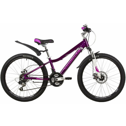 фото Подростковый велосипед novatrack novara disc 24" (2022) 13" фиолетовый (130-150 см)