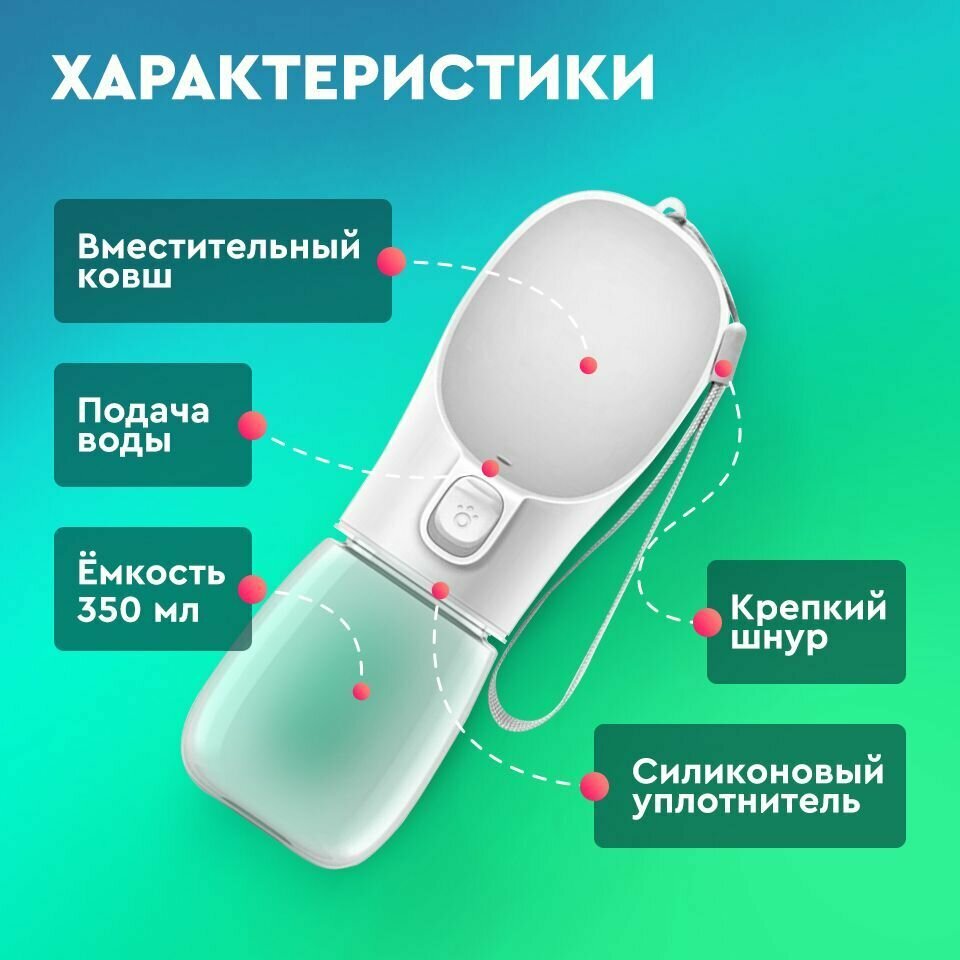 Портативная поилка белая/дорожная, прогулочная для собак, кошек, животных