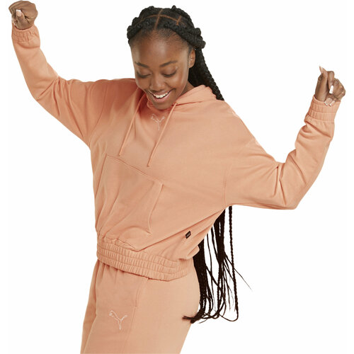 фото Худи puma, силуэт свободный, средней длины, капюшон, размер s, розовый