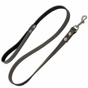 HOMEPET Поводок для собак кожаный простой, двойной, простроченный, двухслойный, черный, 20 мм х 120 см