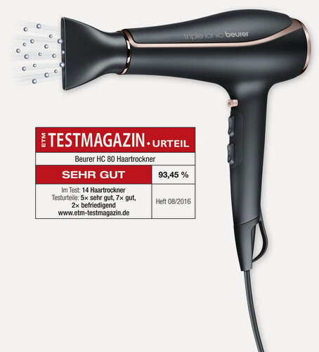 Изображение товара Фен для волос Beurer HC 80, 2200 вт, ионизация, холодный воздух, 3 температурных режима