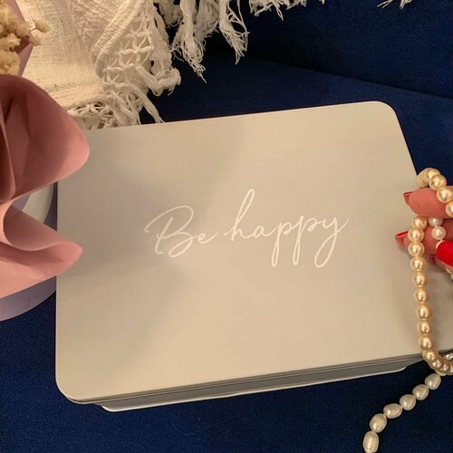 Шкатулка подарочная металлическая Be Happy, коробочка для хранения металлическая, жестяная шкатулка, размер 21*16*8 см