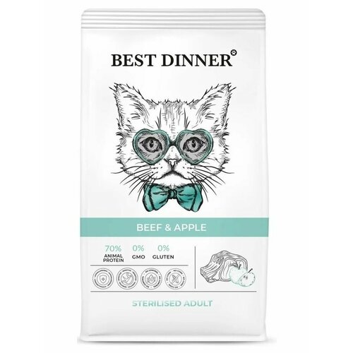 Бест Диннер для стерилизованных кошек , говядина 1.5кг happy cat culinary полнорационный сухой корм для кошек с альпийской говядиной 4 кг