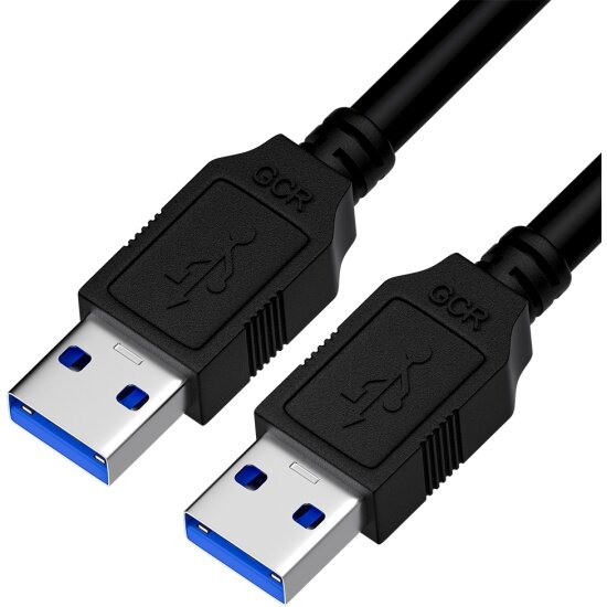 Интерфейсный кабель Gcr USB 3.0 (USB 3.2 Gen 1), 2.0m, AM/AM, черный, двойной экран, армированный, морозостойкий, -53055