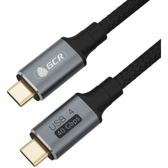 Кабель Gcr USB 4.0 TypeC, 1.0m, графит, 240W, 40 Gbps, 8K60Hz