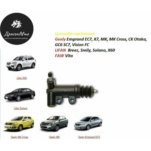 Цилиндр сцепления рабочий Geely Emgrand EC7 X7 MK MK Cross CK Otaka GC6 SC7 Vision FC Lifan Breez Smily Solano X60 X70 FAW Vita 1250₽