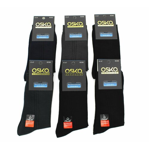 Носки OSKO, 12 пар, размер 41-47, серый, синий, черный