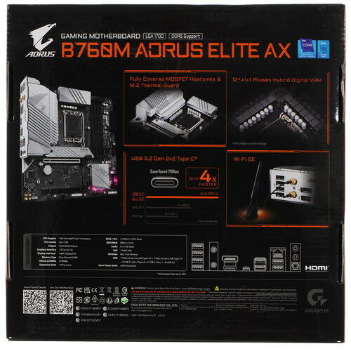 Материнская плата Gigabyte B760M AORUS ELITE AX, Soc-1700, mATX - фото №5