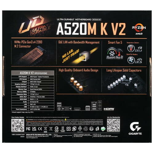 Материнская плата GIGABYTE A520M K V2 (rev 10)