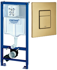 Инсталляция Grohe Rapid SL с золотой клавишей матовая